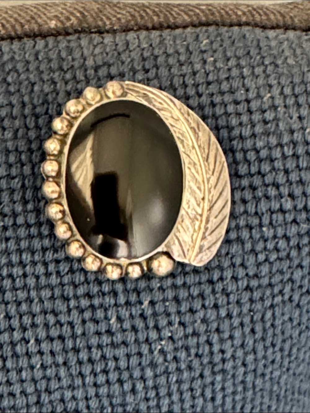 NATIVE AMERICAN STERLING SILVER AND ONYX PENDANT BROOCH PIN MEXICO - Picture 7 of 7